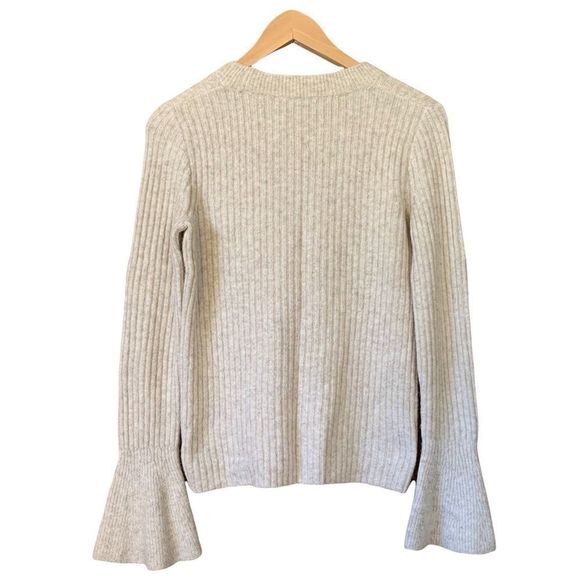 Madewell Ruffle-Cuff Pullover Sweater Oatmeal Size XS - Picture 7 of 11
